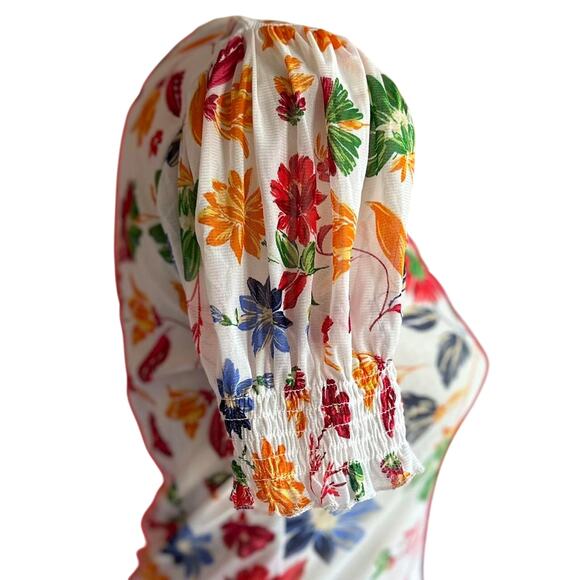 Womens Top Size Large Floral Sheer Cottage Summer Travel Vacation Beach - Picture 3 of 8